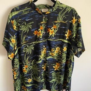 Clio Tropical Floral Shirt &‎ Skirt Set Hawaiin Tiki